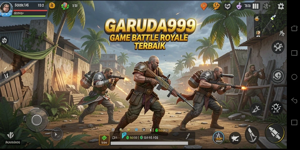 Menampilkan aksi seru dalam gameplay Battle Royale GARUDA999.