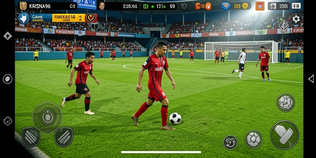 Screenshot gameplay KRISNA96 yang menampilkan aksi mendebarkan di lapangan.