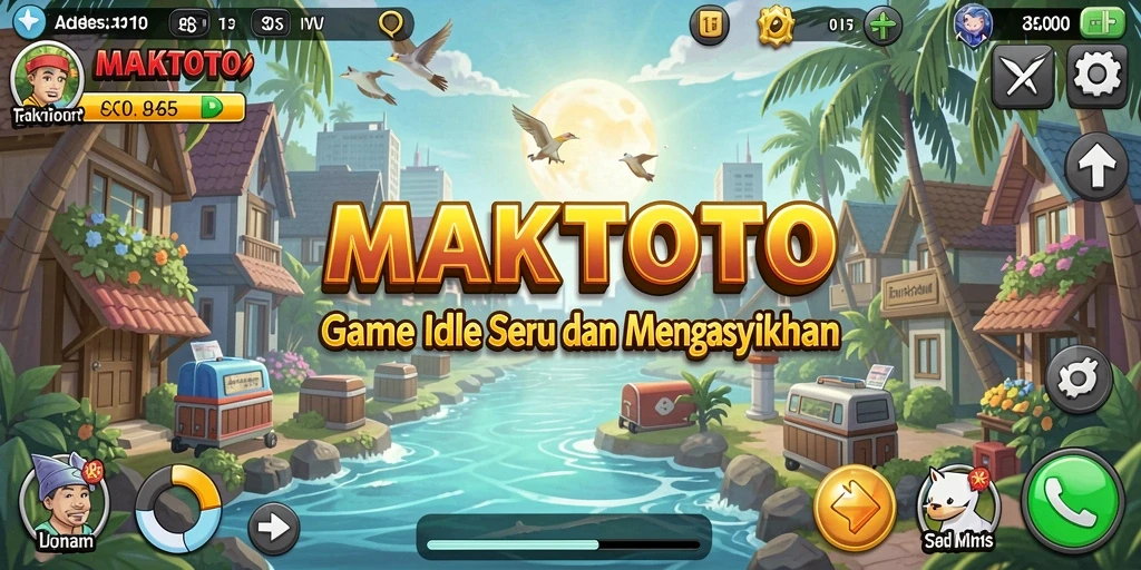 Screenshot gameplay MAKTOTO yang menunjukkan pengumpulan sumber daya dengan karakter yang aktif.