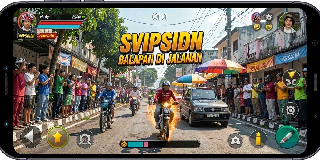 Tampilan gameplay Racing SVIPSIDN yang seru dan mendebarkan.